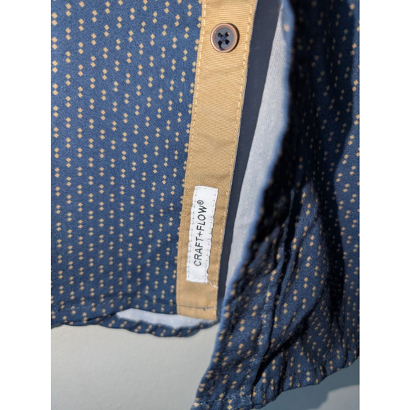 Boys CRAFT+FLOW Blue Tan Dotted Button Down Shirt Size L (14/16) - Picture 3 of 5